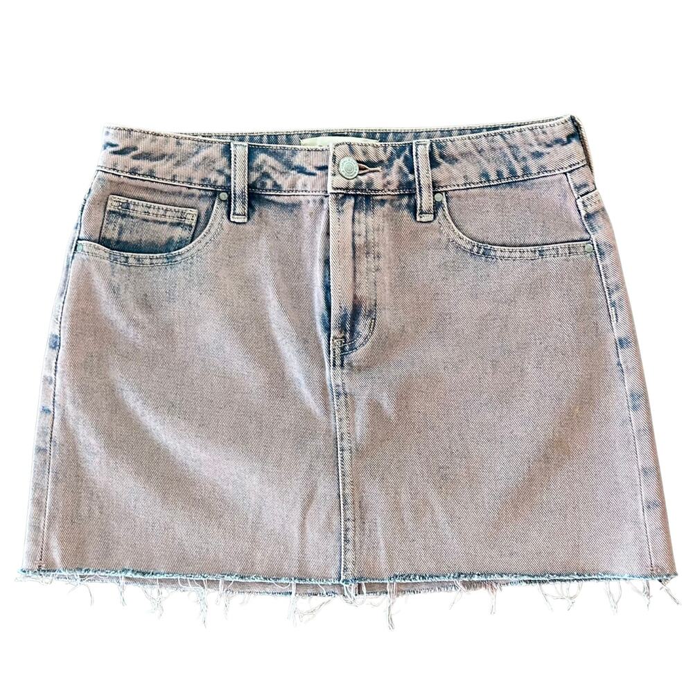 PacSun Faded Purple Denim Mini Skirt Size 25 Raw Hem Jean Y2K